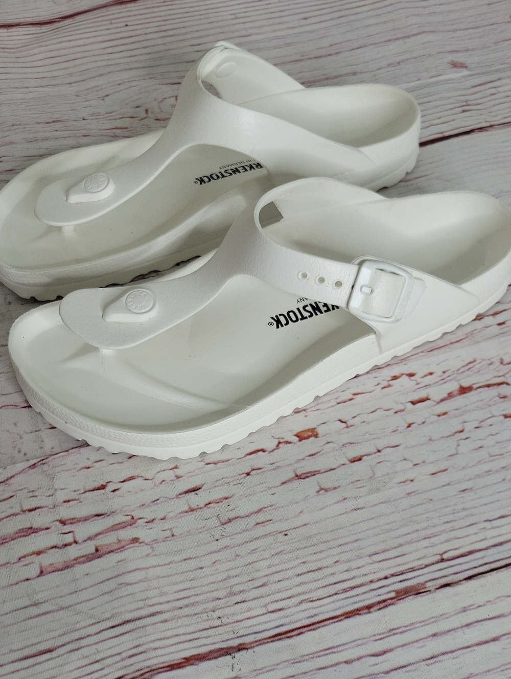 Birkenstock White Rubber Thong Sandals with Buckle Size 40 - Picture 6 of 6